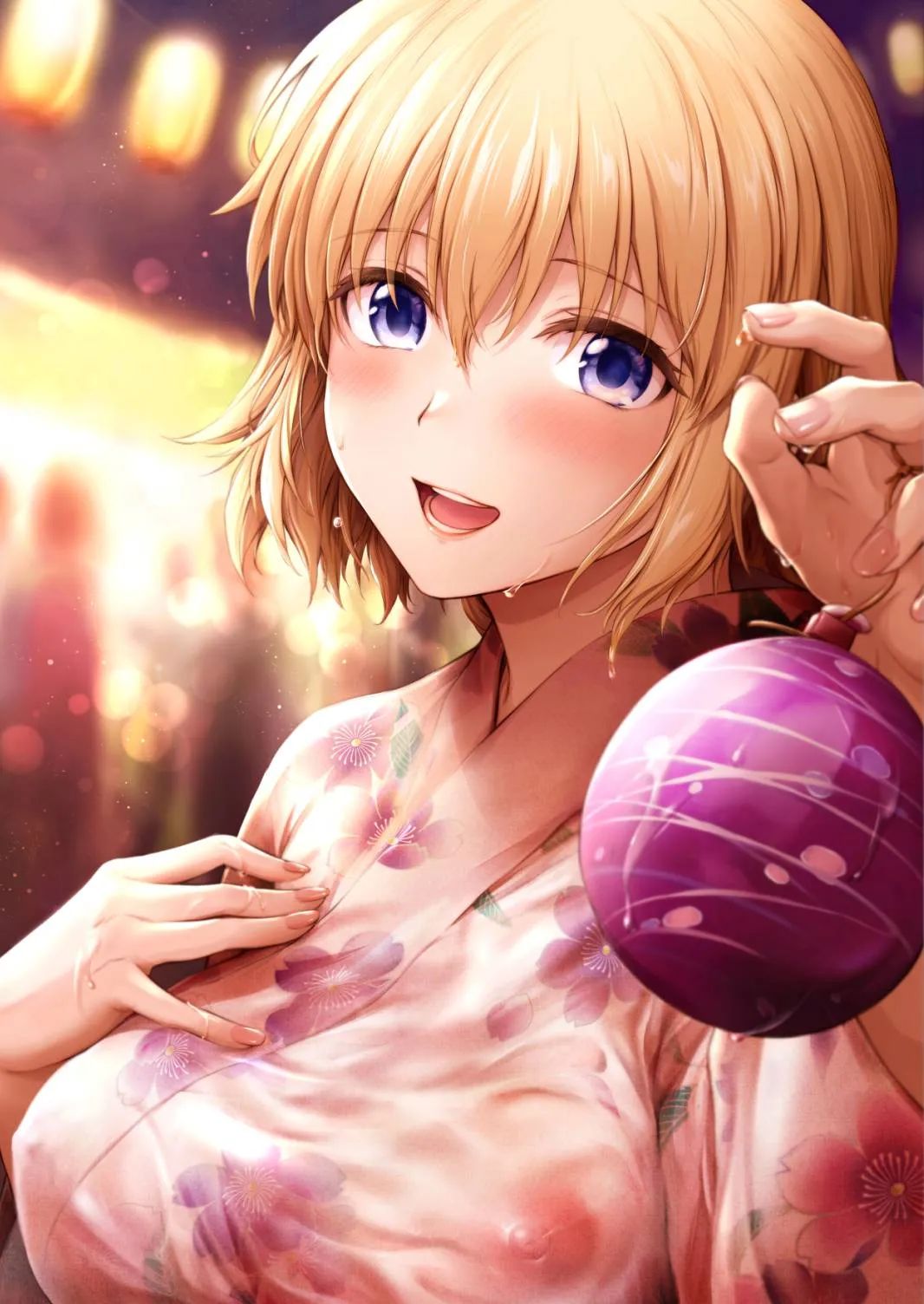 お祭り浴衣透けおっぱい