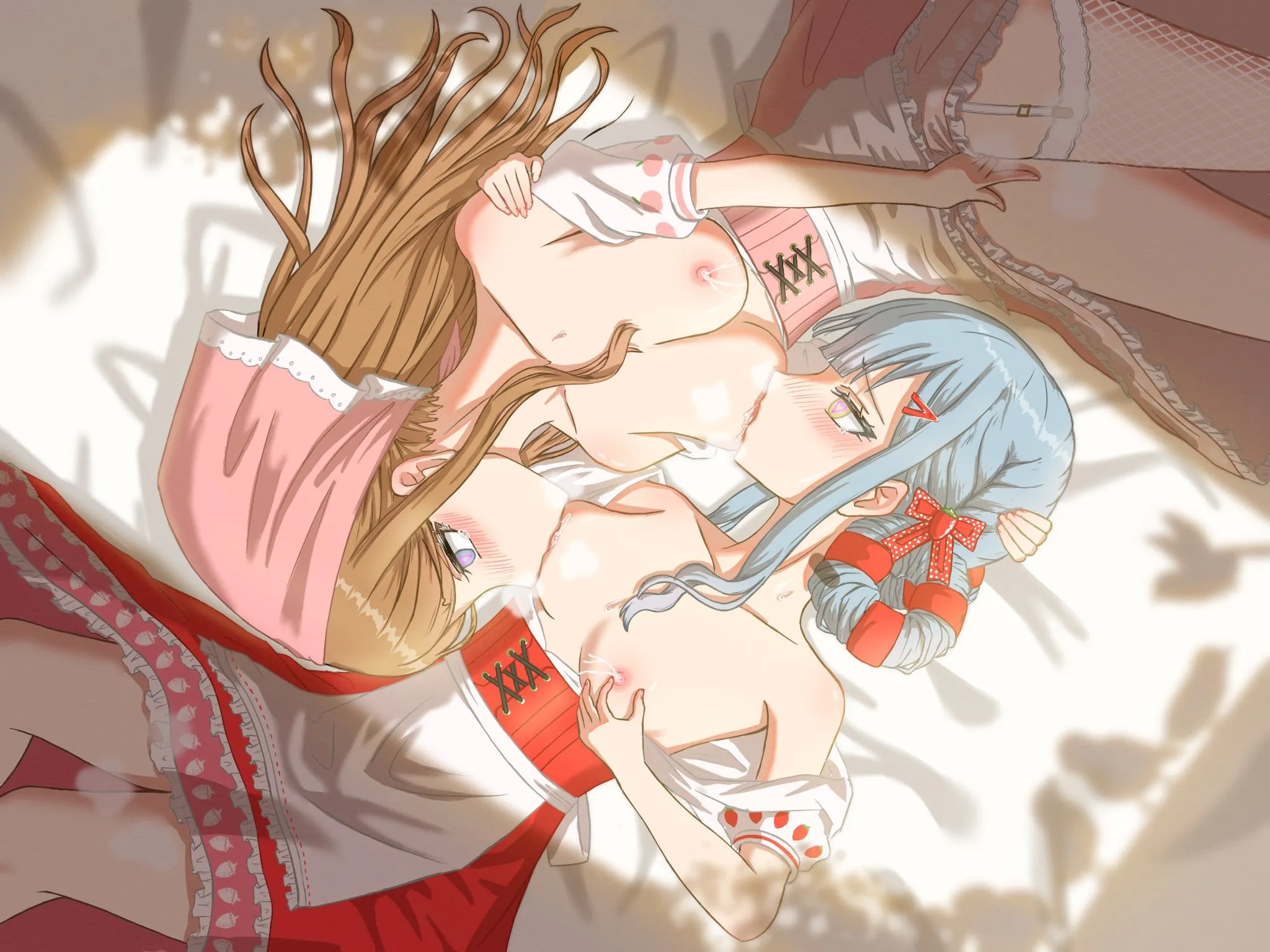 女と女の性の遊び：おっぱい